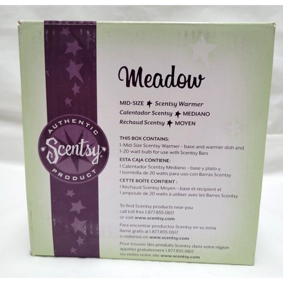 Scentsy MEADOW Mid Size Lime Green Warmer Base Dish w/Bulb #MSW-MDOW Retired - Picture 12 of 16